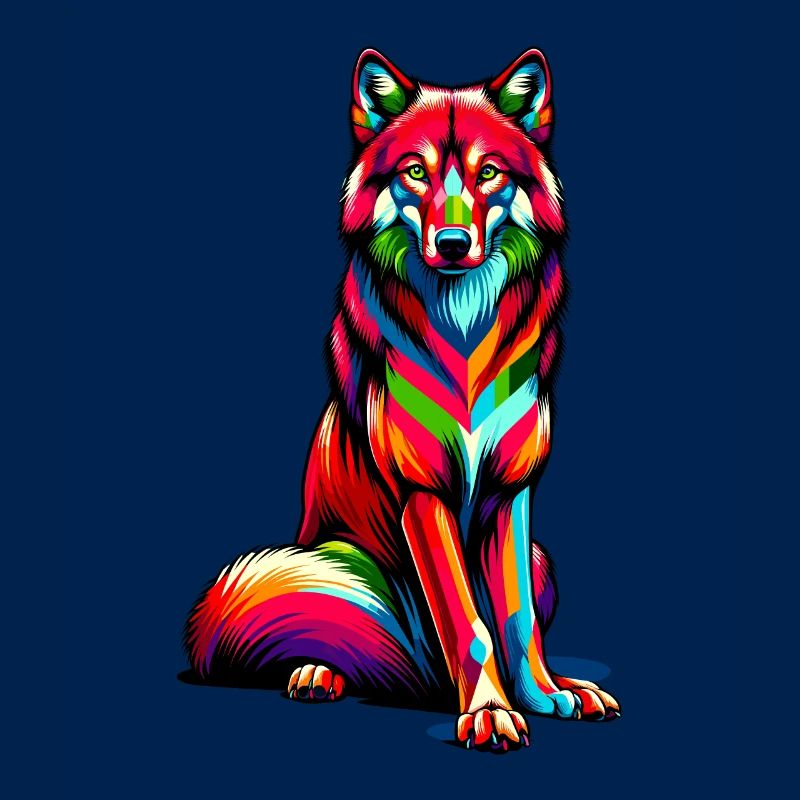 Colorful Pop Art Red Wolf Lover Wolves