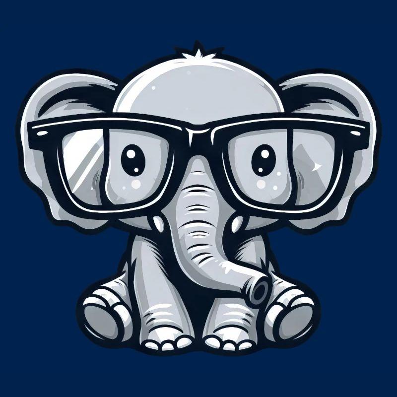 Nerdiger Elefant mit Brille