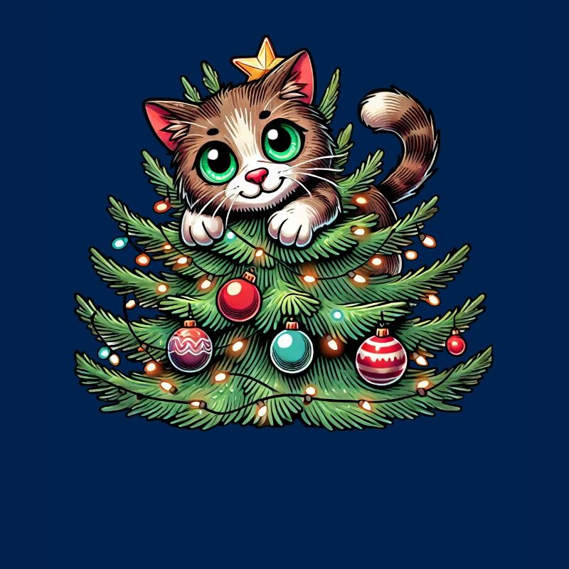Weihnachtsbaum Katze Weihnachtsmann Comic