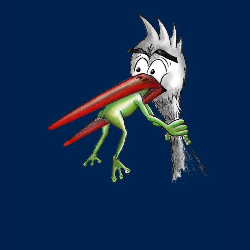 Storch mit Frosch