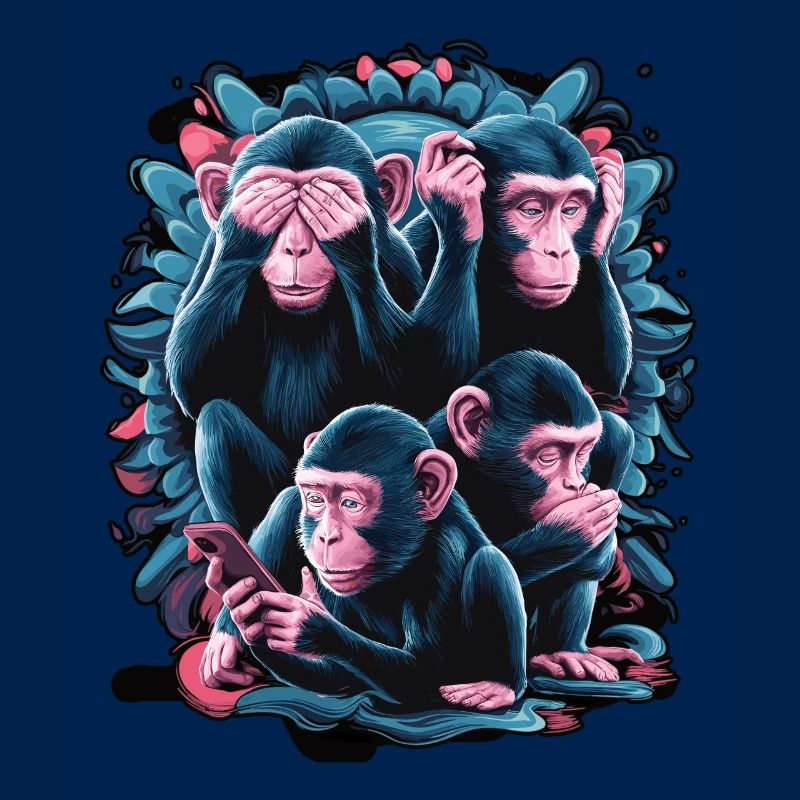 singe sage avec téléphone portable drôle multi conception multimédia