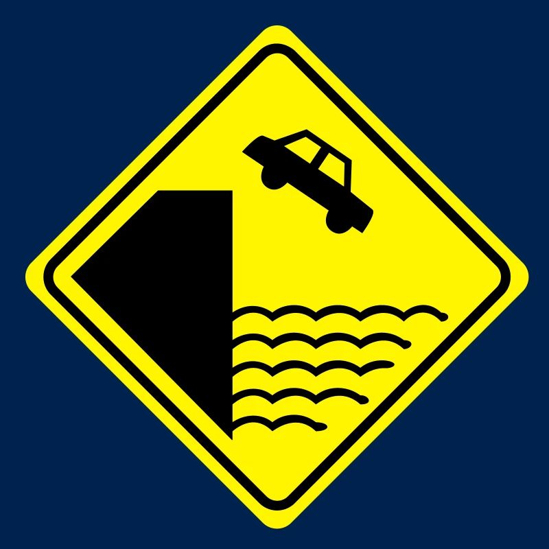 Warning - Steep water's edge - 2 Color Vector