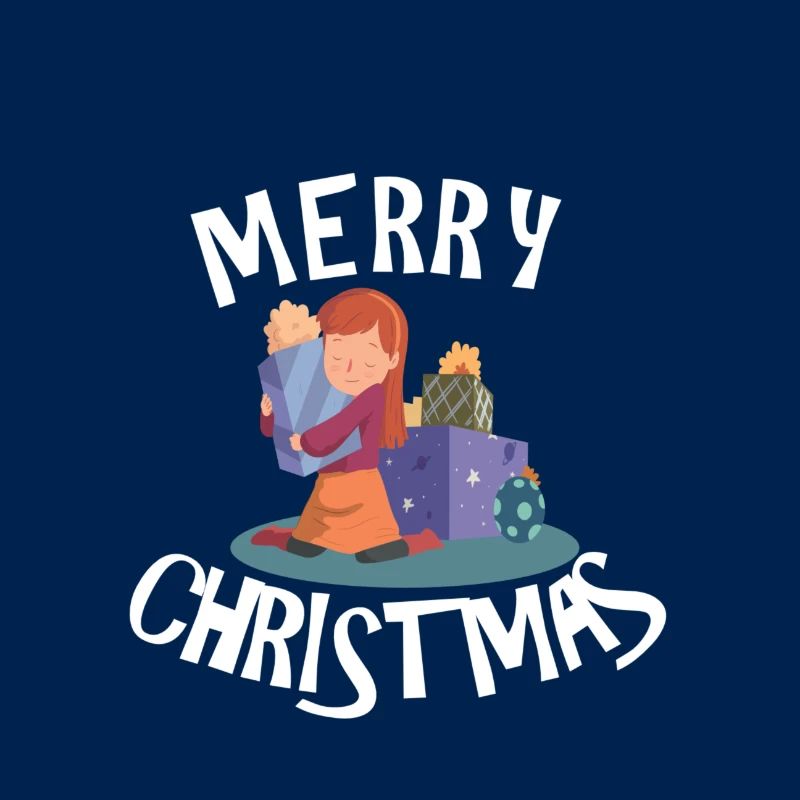 Merry Christmas Maeddchen mit Weihnachtsgeschenk