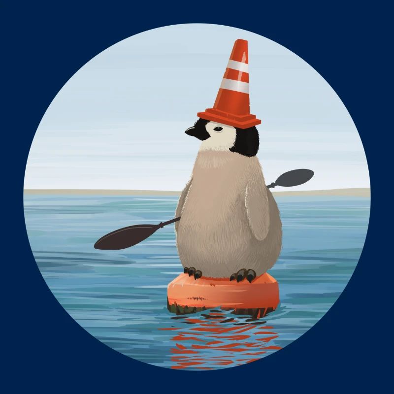Pinguin arbeitet als Boje