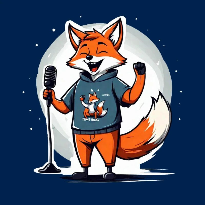 Singing fox singer with microphone
