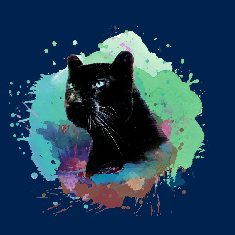 panther,cheetah,leopard,black,colorful,graffiti