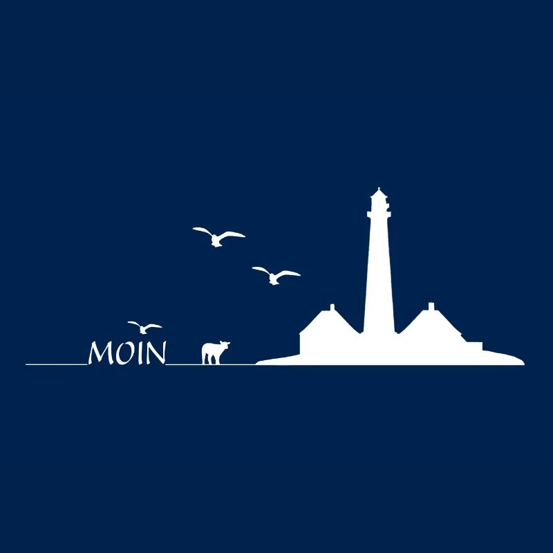 Moin Westerhever Leuchtturm mit Schaf und Möwen