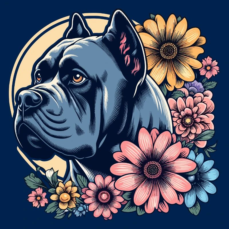 Cane Corso Retro Pastel Fleurs