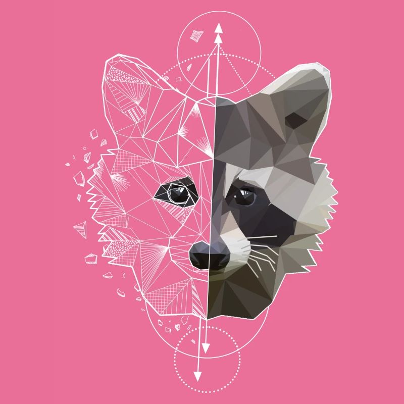 Low Poly Art Waschbär Racoon Cooles Polygon Tattoo
