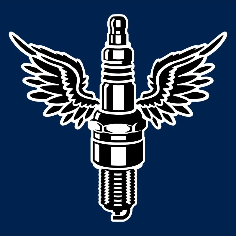 Spark plug with wings - motor - car - workshop