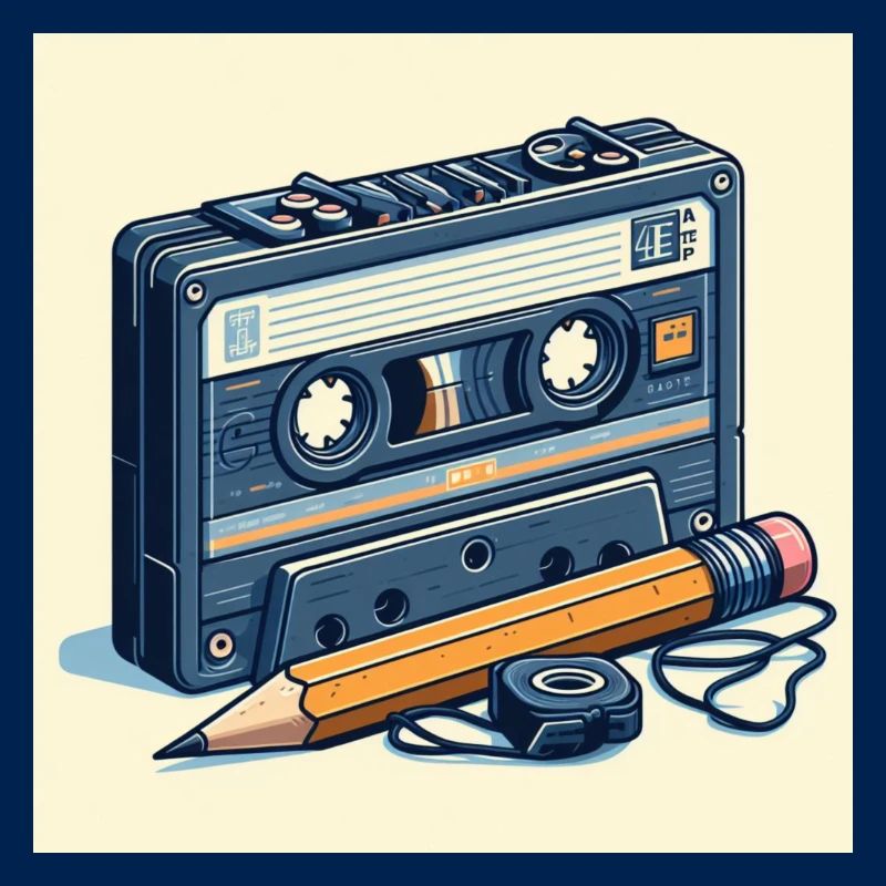Bleistift und Kassette