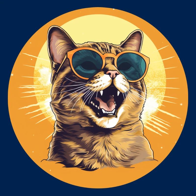 Coole und lachende Katze mit Sonnenbrille