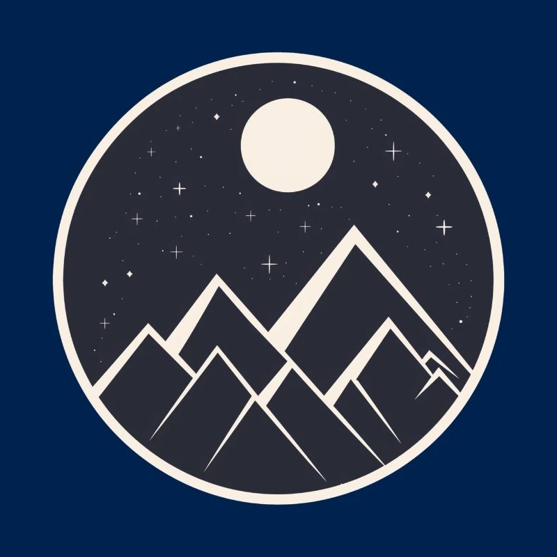 logo de montagne dans la nuit étoilée