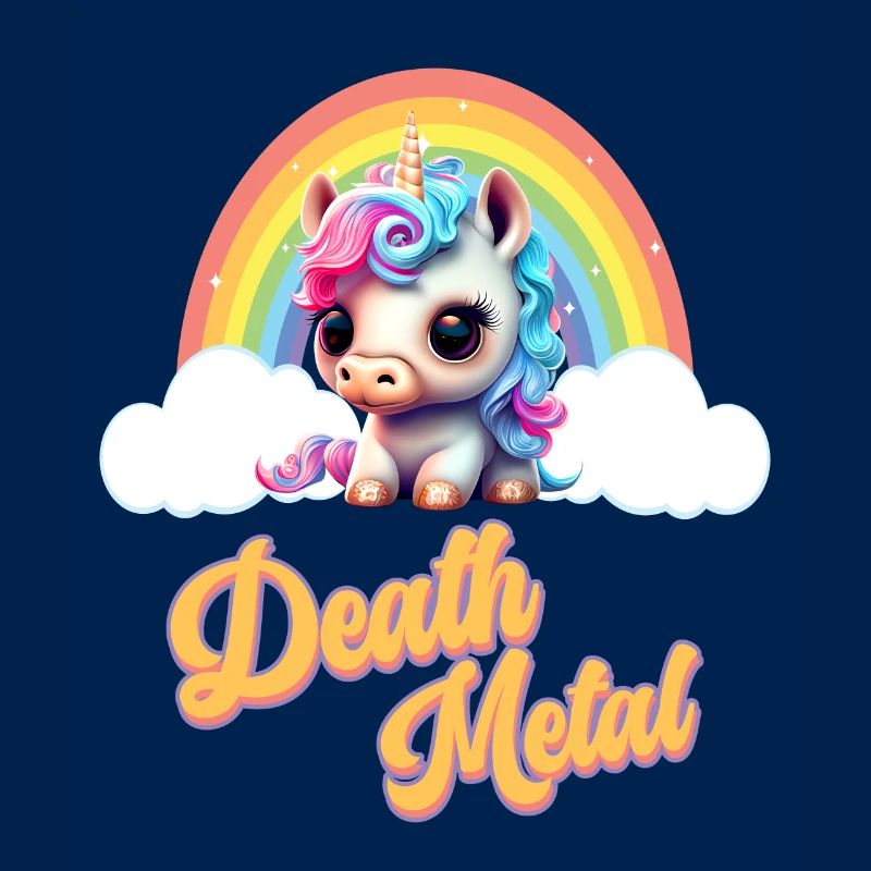 Drôle de licorne avec arc-en-ciel et dicton
