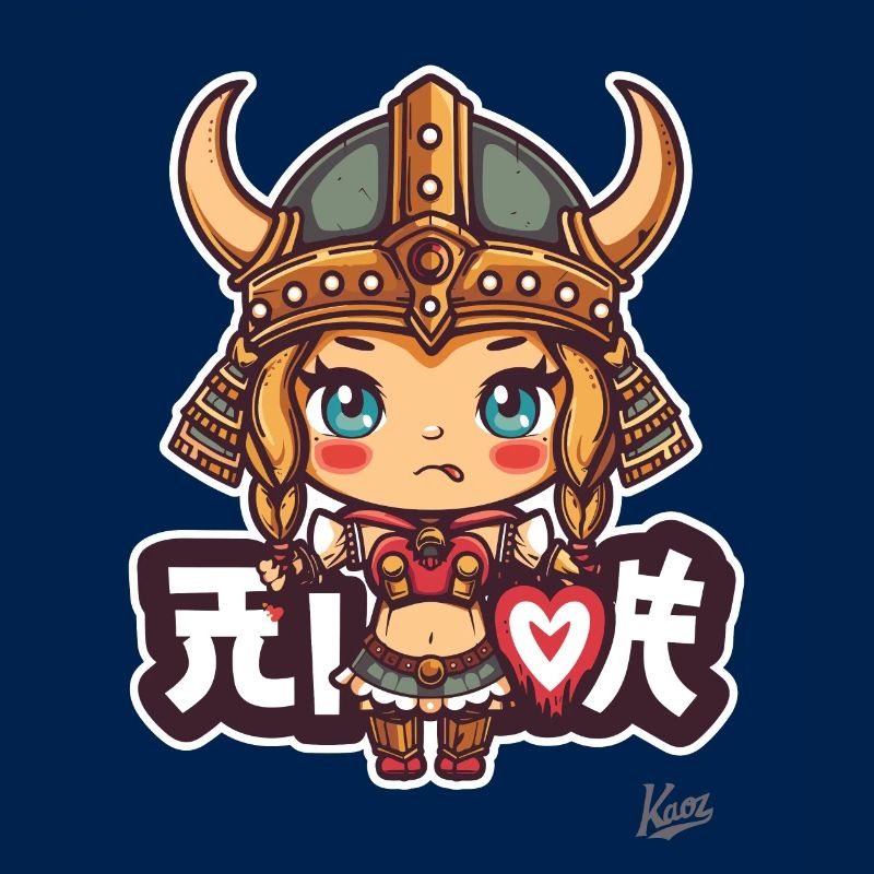 süßes chibi Barbaren Wikinger Mädchen