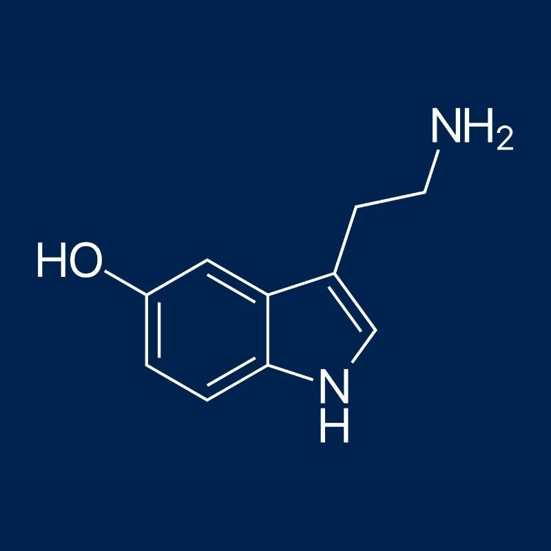 Serotonin Strukturformel - weiß