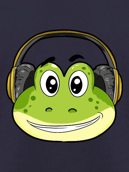 Frosch mit Kopfhörer