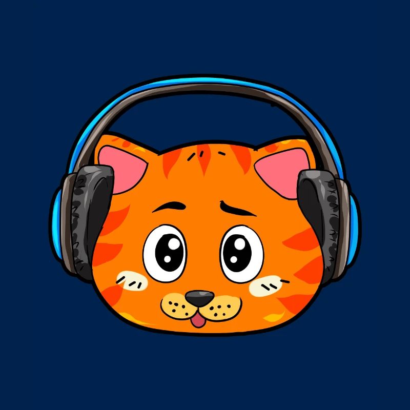 Katze mit Kopfhörer