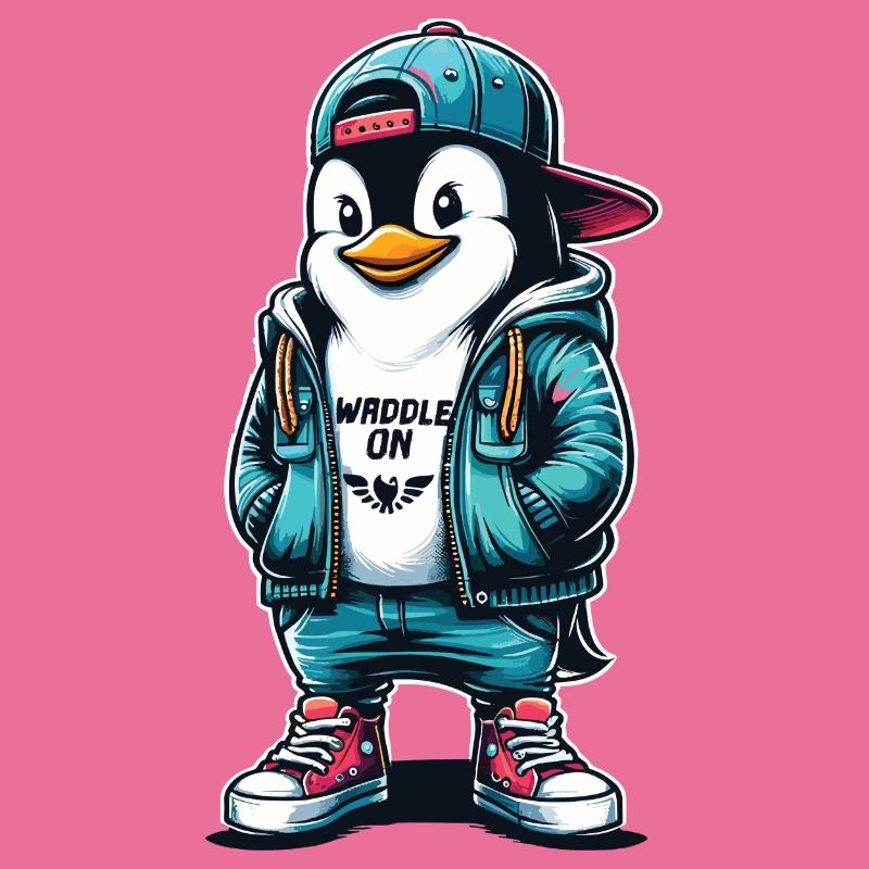 Hipster Penguin Waddle On with Style