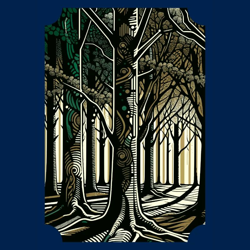 Enchanted Forest Pathway: Abstract Tree Art