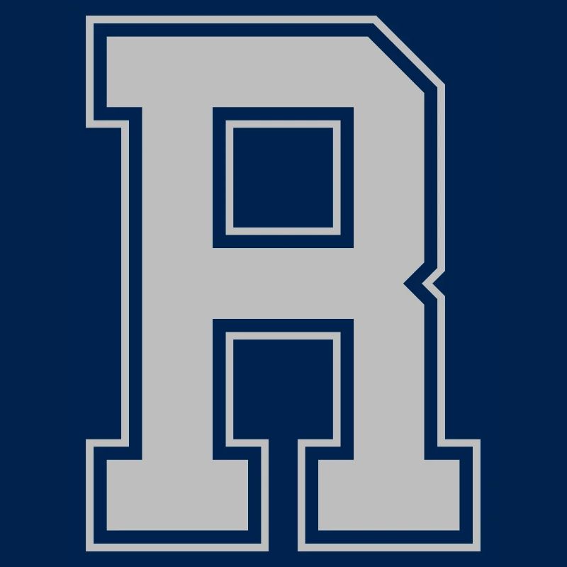 Monogram Blue Grey College House Initial R