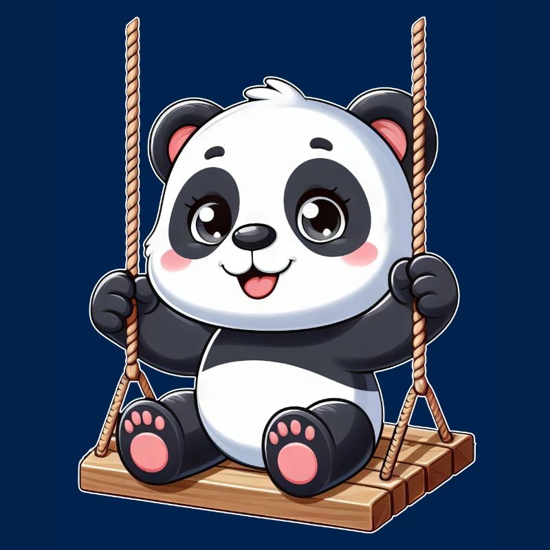 Panda on swing playground fun