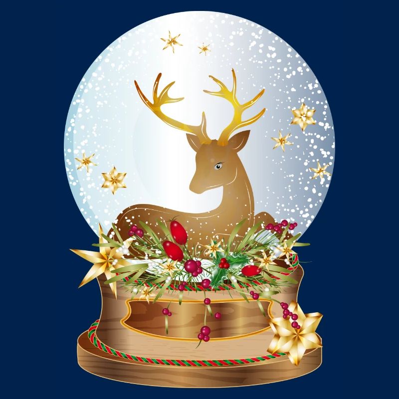nostalgic snow globe with deer for Christmas