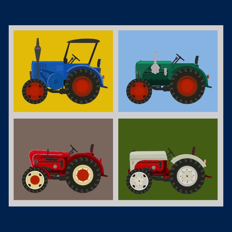 Retro Oldtimer-Traktoren Quartett
