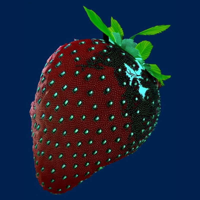 Erdbeere, technisch, Hightech, illustration