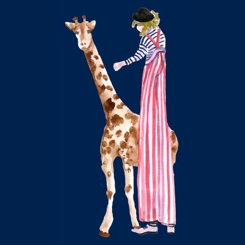 Zirkus Clown mit Giraffe