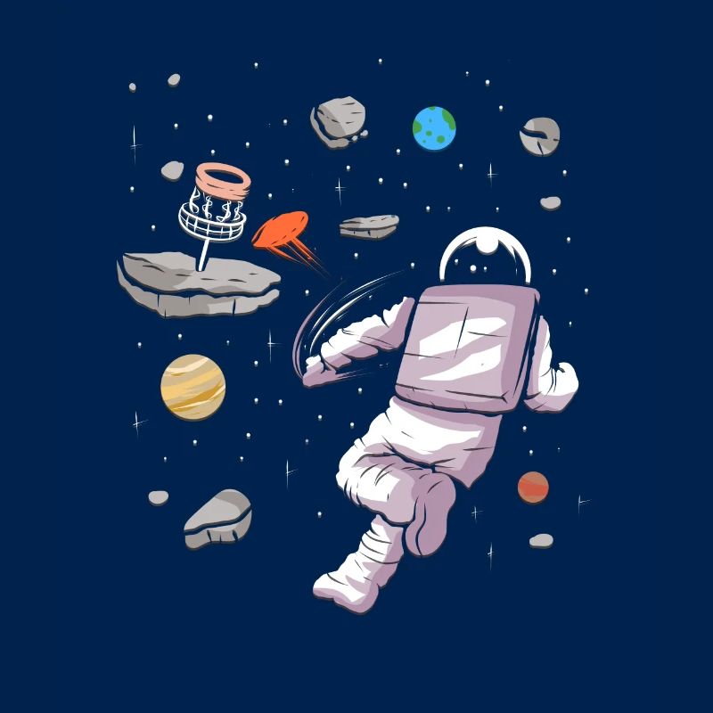 Astronaute de golf de disque dans la conception de golfeur de disque spatial
