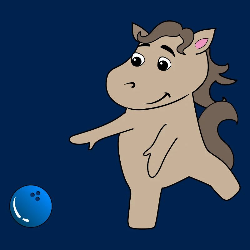 Le poulain de cheval joue au bowling