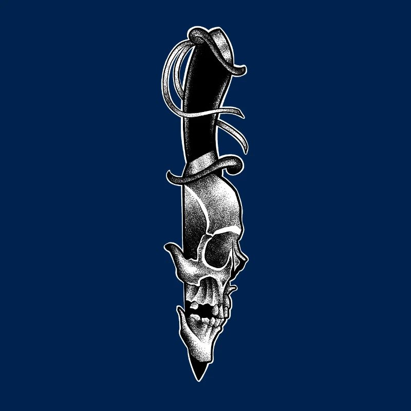 Skull in dotwork style knife