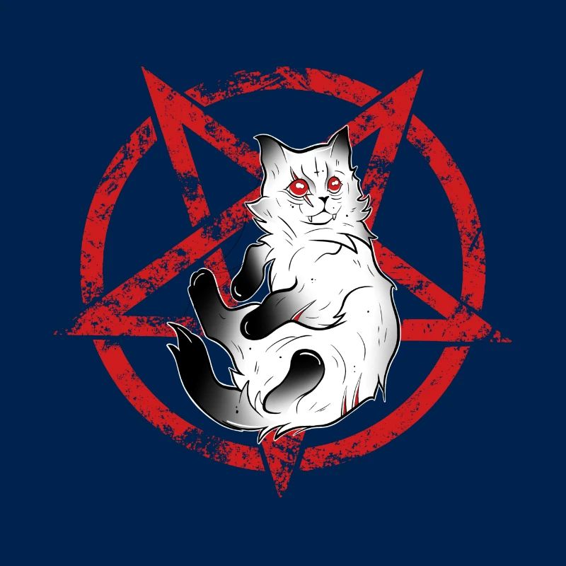 Dark cat occult pentacle Halloween