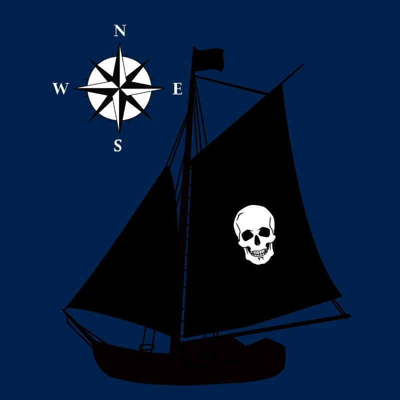 Bateau pirate Skull Compass Windrose Pirates