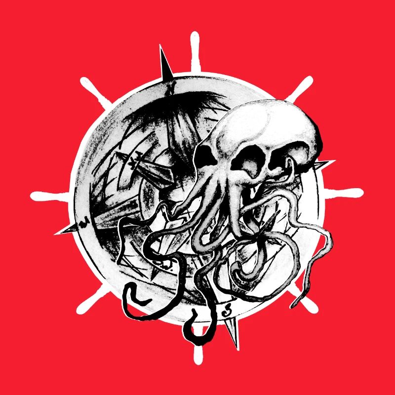Conception de tatouage de crâne de pieuvre