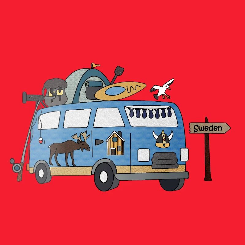 Elch und Camper Abenteuer Schweden