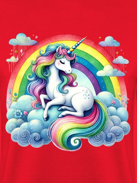 Regenbogen-Einhorn auf Wolken