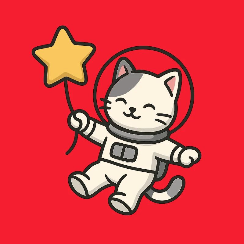 Chat astro mignon avec ballon étoile