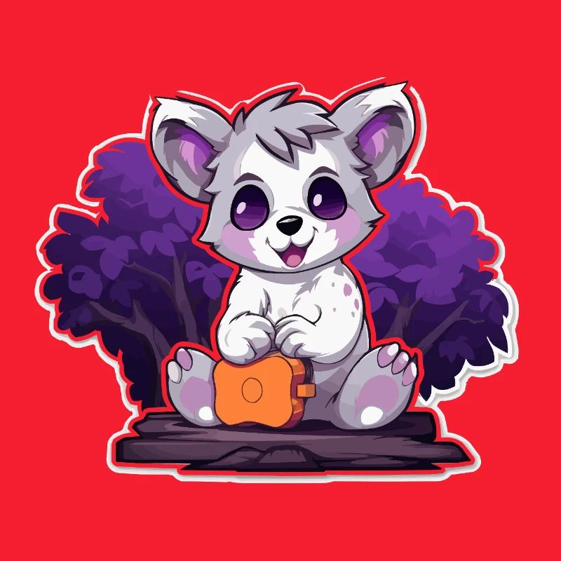Panda câlin dans le buisson violet