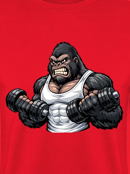 Muscular gorilla doing bodybuilding