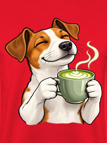 Jack Russell mit Matcha Latte