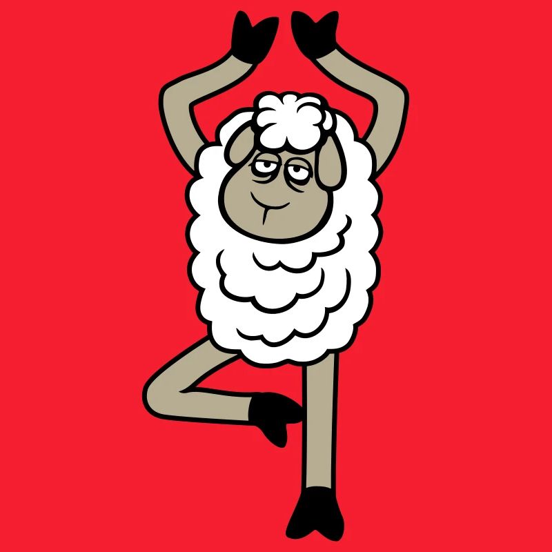 Schaf Müde Erschöpft Traurig Yoga Baum Pose Comic