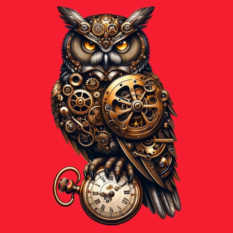 Clockwork Sentinel: Steampunk-Eule mit Getriebe