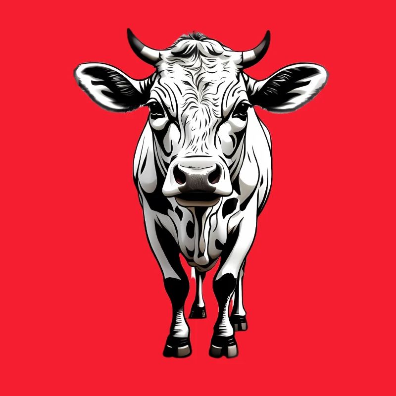 Monochrome Kuh Kopf Illustration