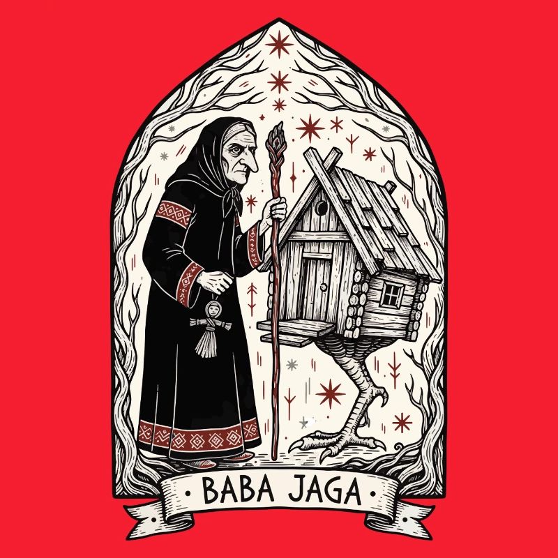 Baba Yaga Dark Slavic Witch Folk Art
