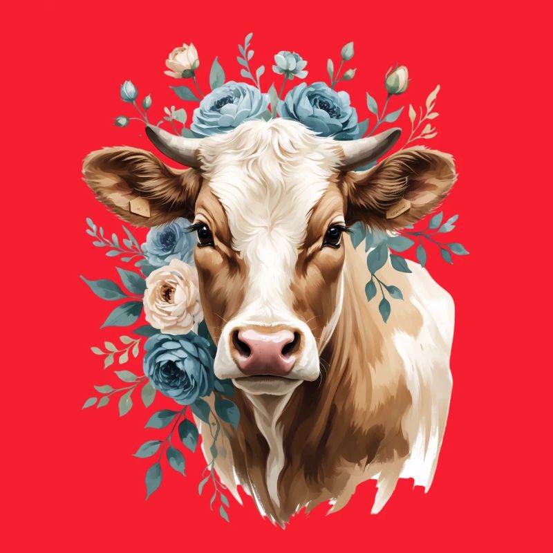 Portrait de vache avec une couronne de fleurs