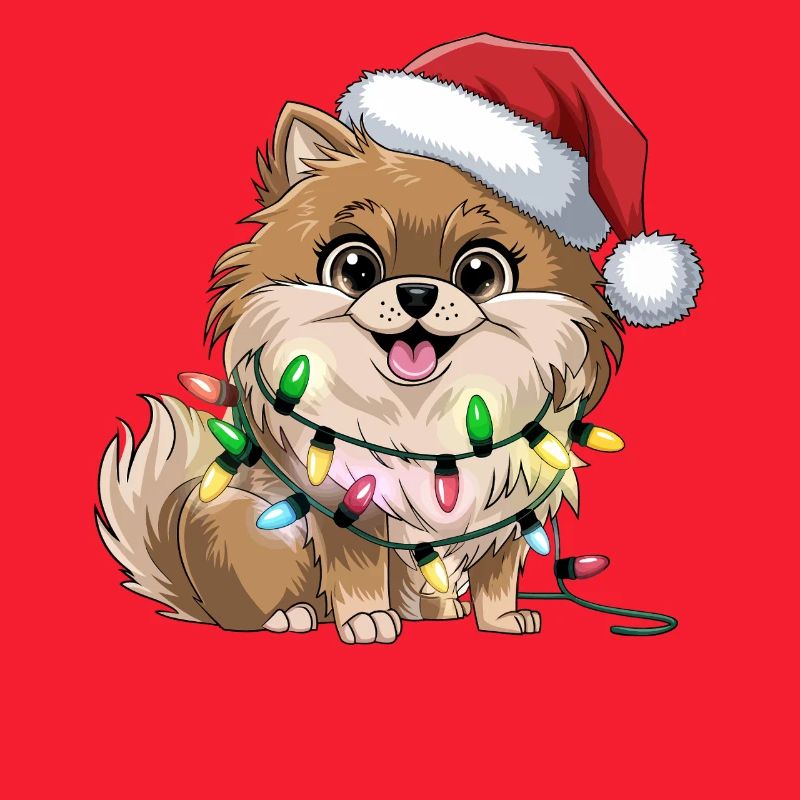 Weihnachtshund mit Lichterkette