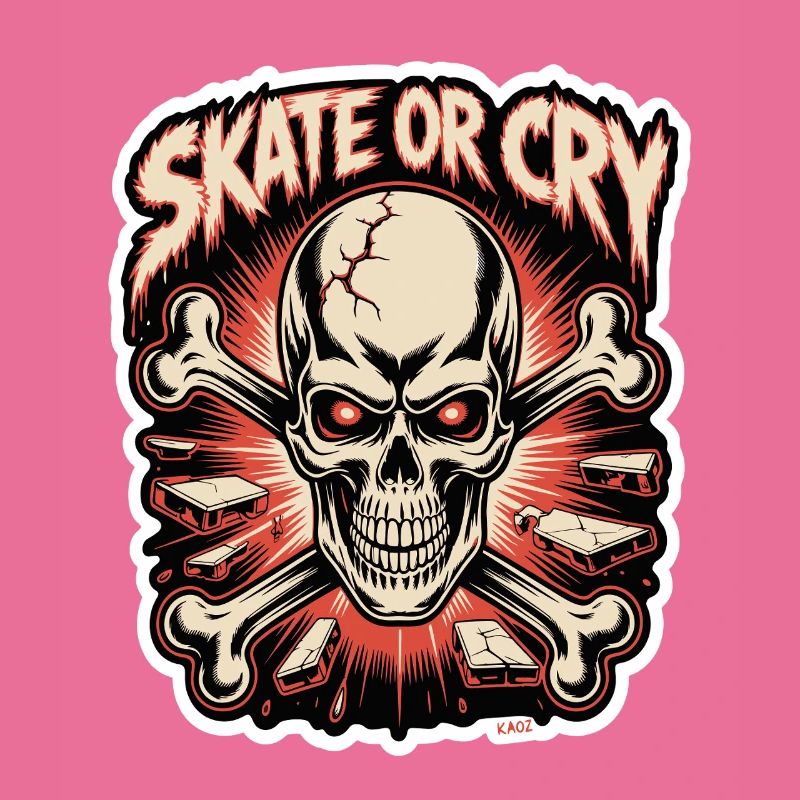 Skate- oder Cry-Skull-Tee-Design