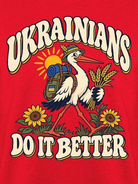 Ukrainischer Storch mit Heimatmotiv